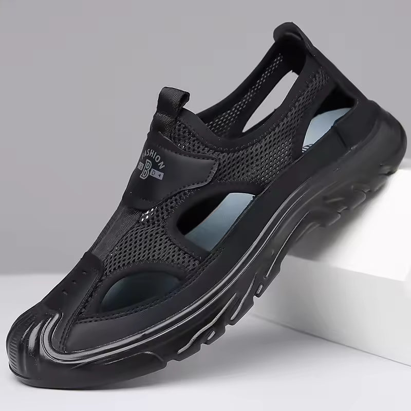 Fabrizio | Men’s Closed Toe Slip On Cut Out Summer Sandals