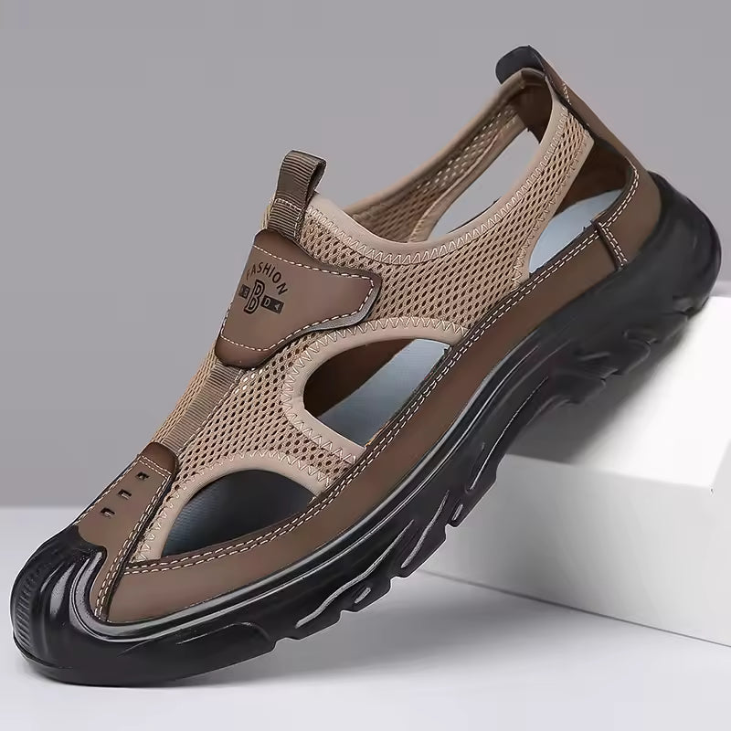 Fabrizio | Men’s Closed Toe Slip On Cut Out Summer Sandals