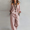 Fallon | Women's Off Shoulder Wide Leg Two Piece Matching Set
