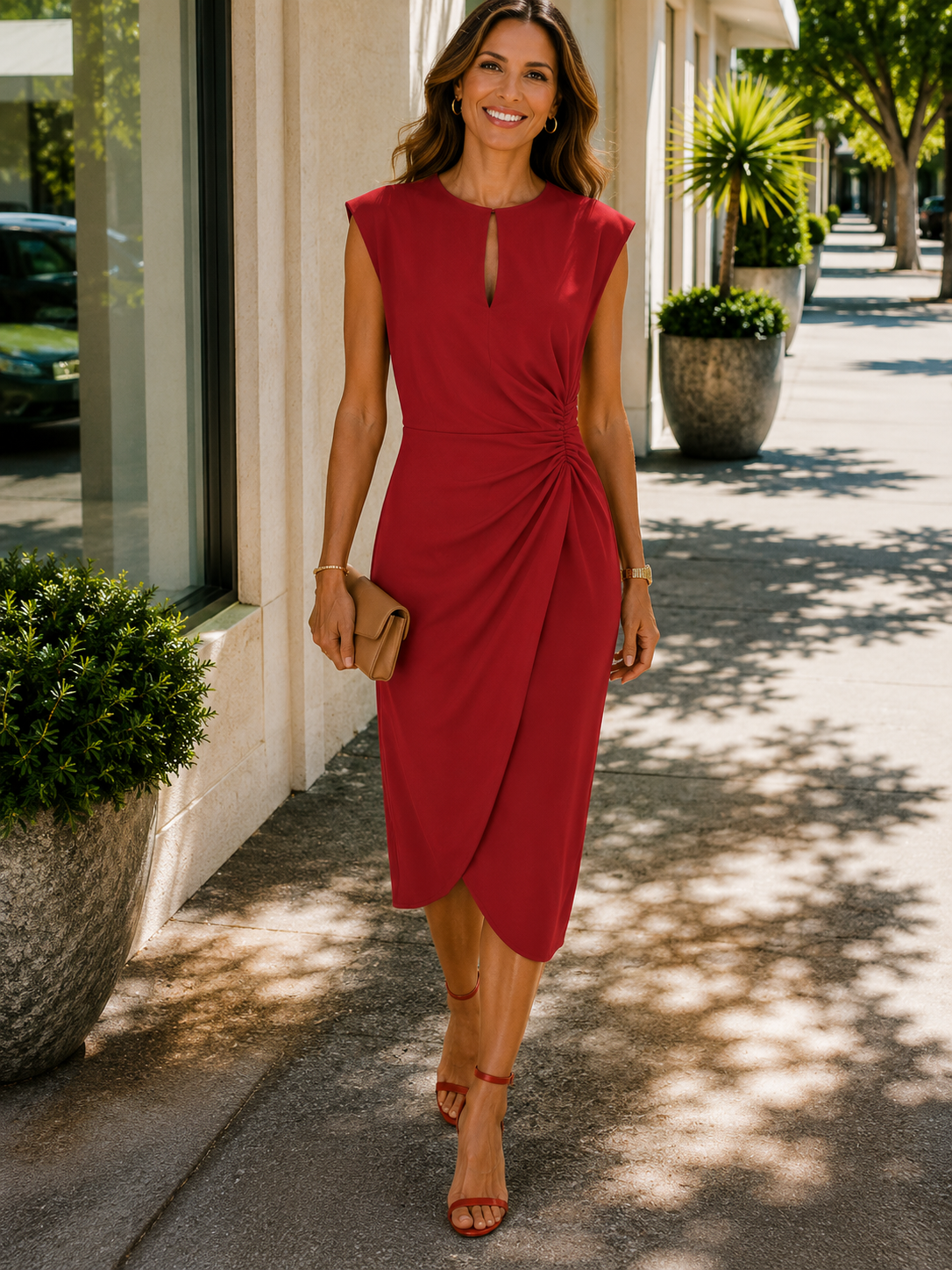 Felicia | Women's Keyhole Round Neck Wedding Guest Dress