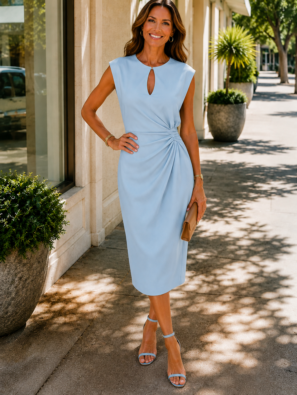 Felicia | Women's Keyhole Round Neck Wedding Guest Dress