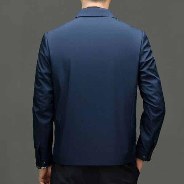 Forrest | Men’s Fold Over Collar Zip Front Long Sleeve Jacket
