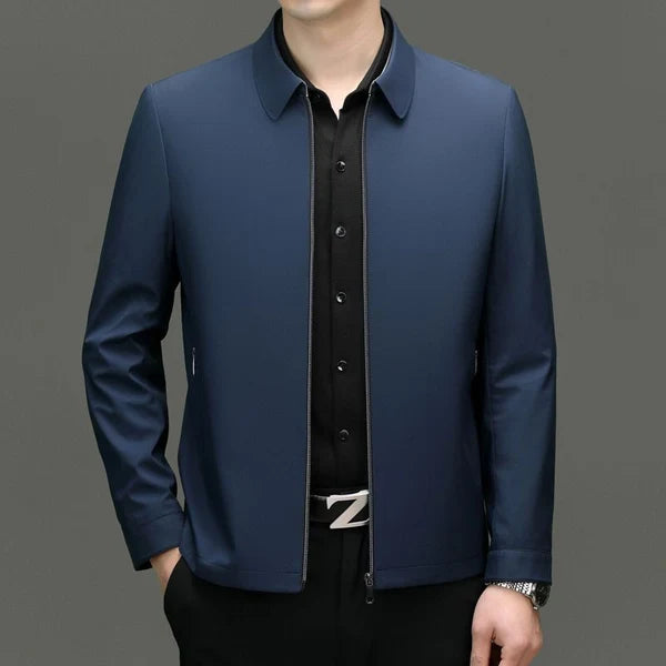 Forrest | Men’s Fold Over Collar Zip Front Long Sleeve Jacket