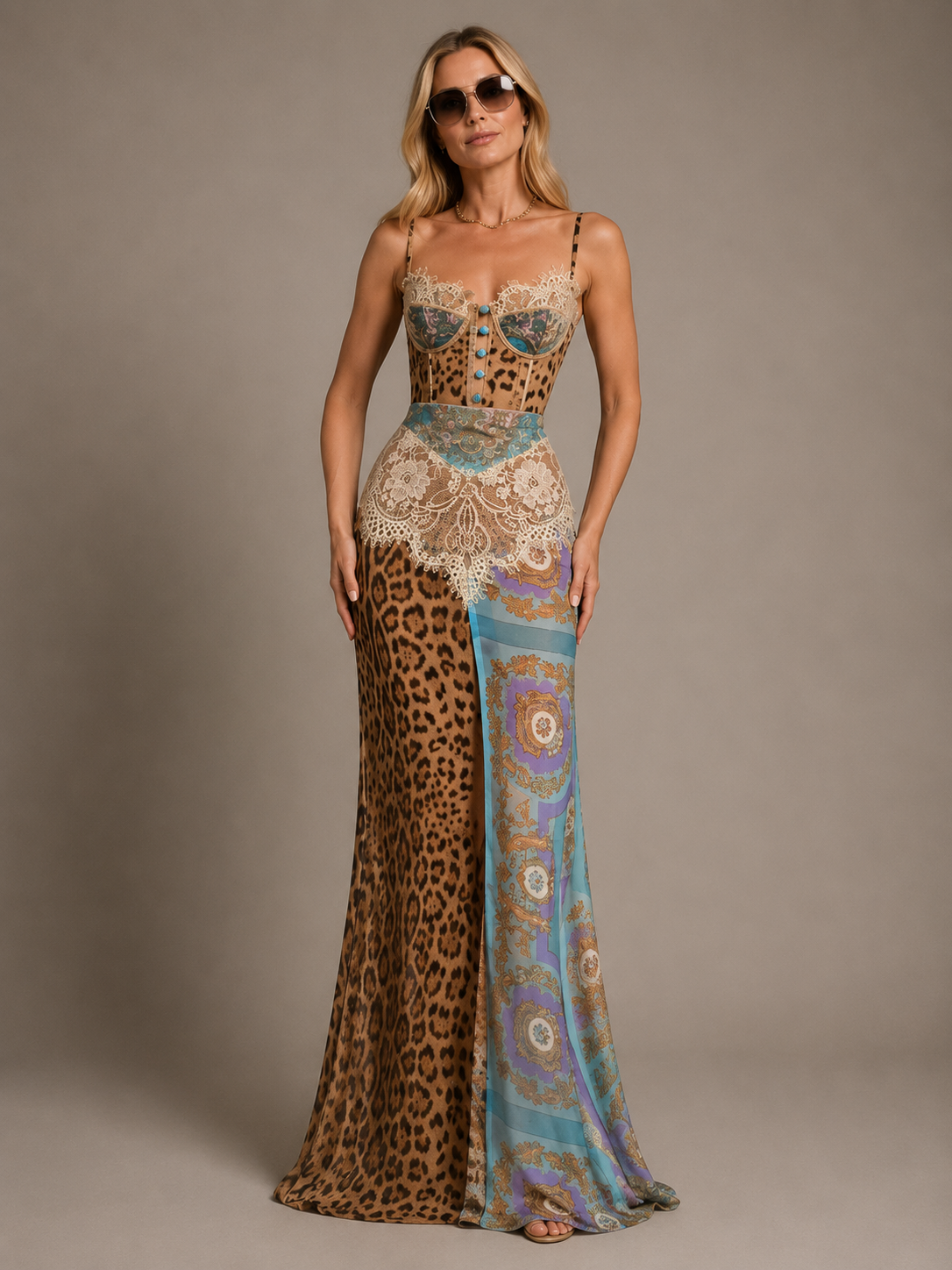 Frances | Women's Printed Sleeveless High Slit Maxi Dress