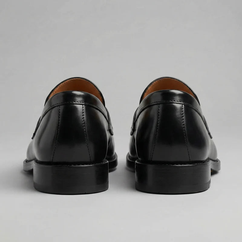 Francois | Men’s Black Round Toe Slip On Low Heel Dress Loafers