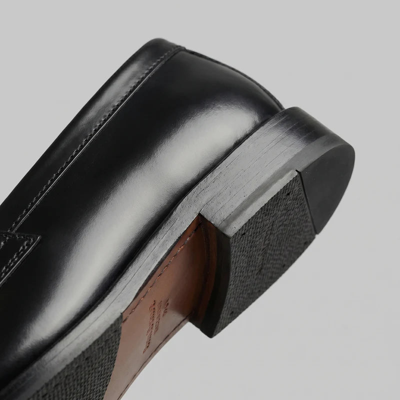Francois | Men’s Black Round Toe Slip On Low Heel Dress Loafers