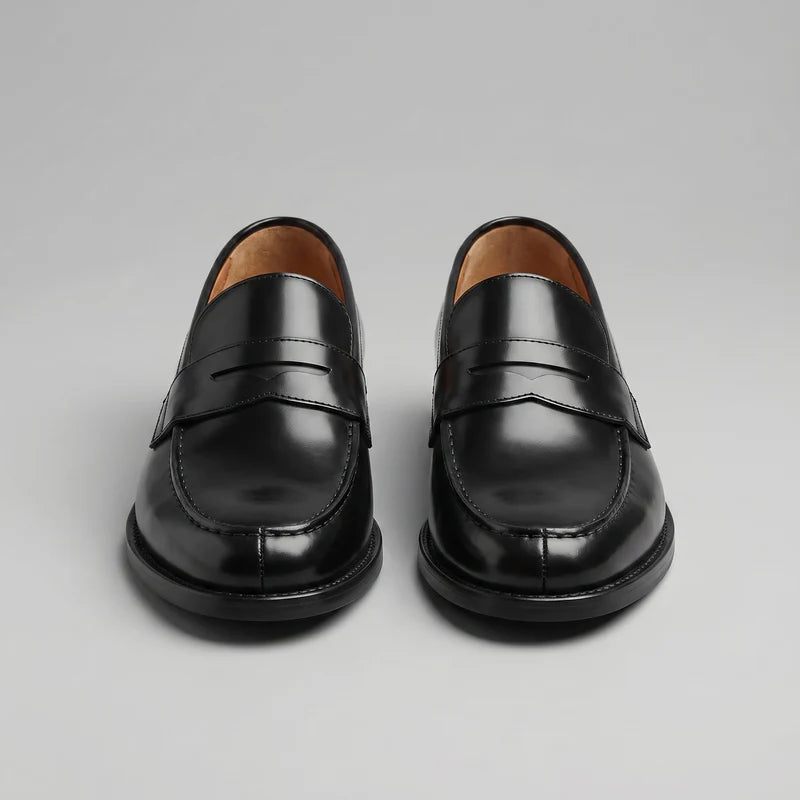 Francois | Men’s Black Round Toe Slip On Low Heel Dress Loafers