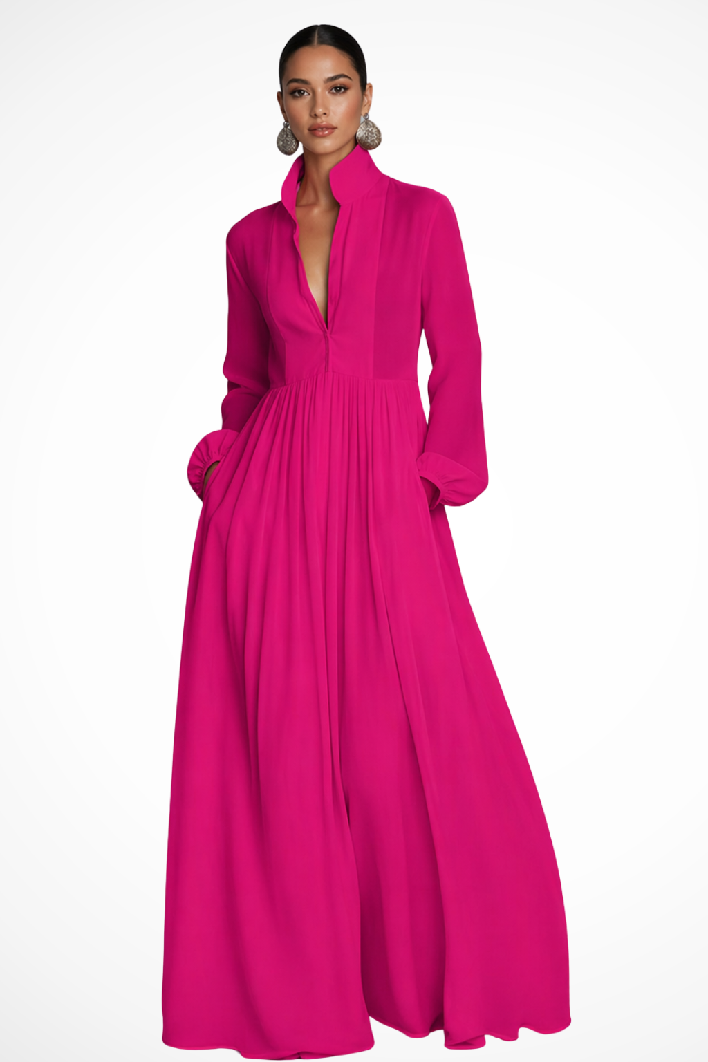 Gabriela | Women's Button Front Long Sleeve Maxi Dress