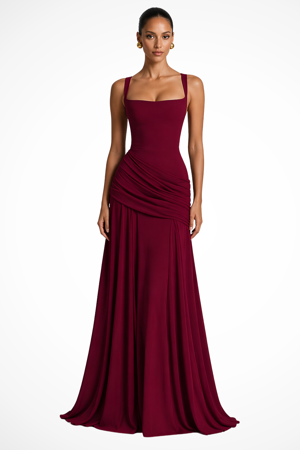 Gabrielle | Women's Square Neck Ruched Wedding Guest Dress