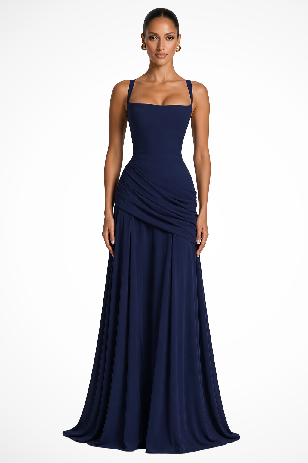 Gabrielle | Women's Square Neck Ruched Wedding Guest Dress