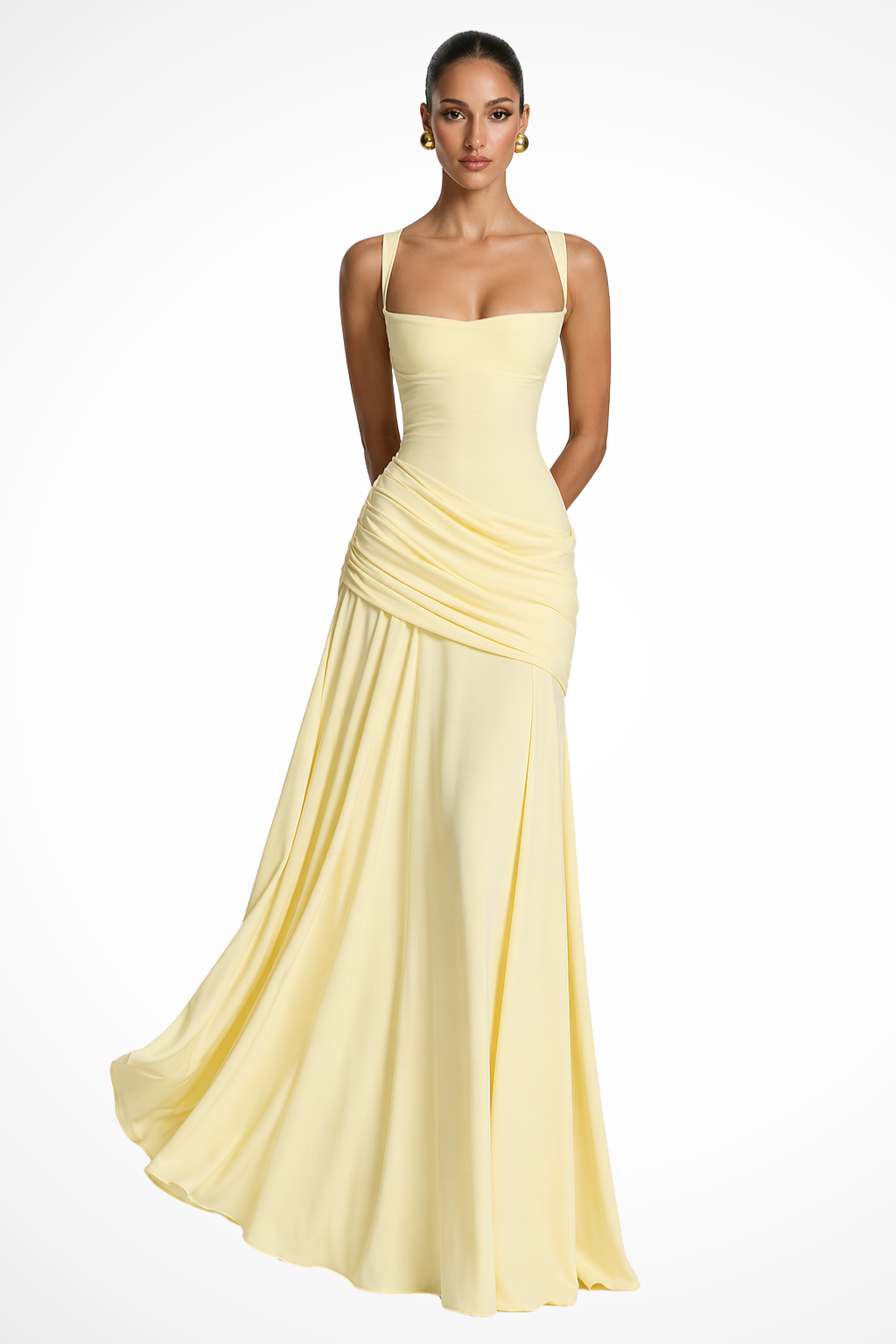Gabrielle | Women's Square Neck Ruched Wedding Guest Dress