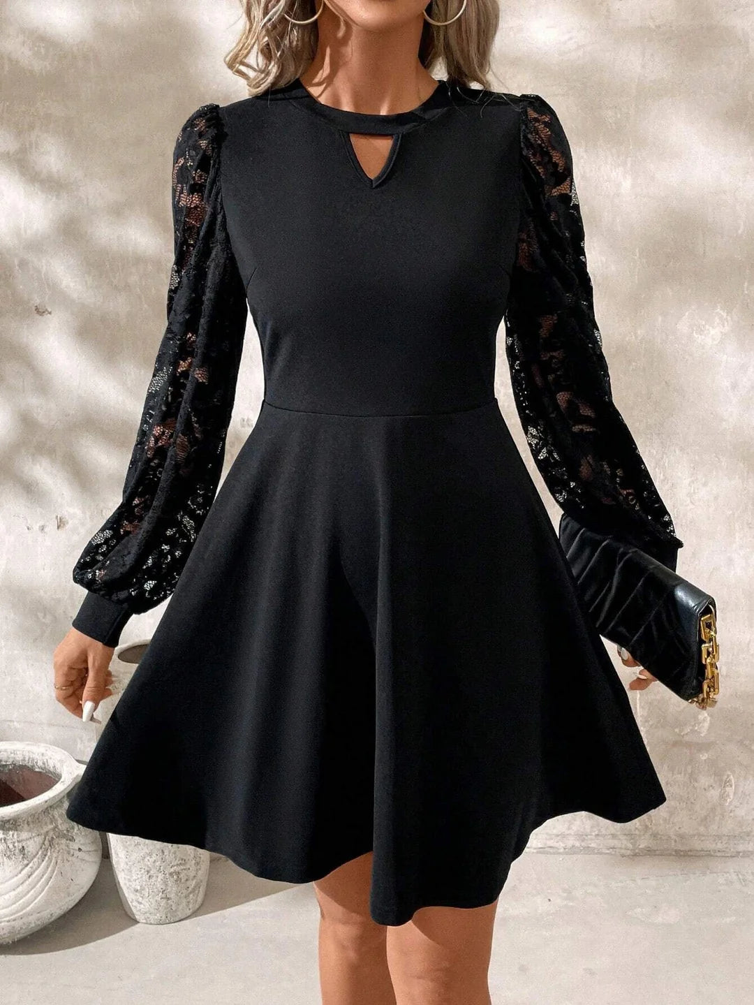 Gail | Women’s Long Sleeve Cut Out Flowy Mini Dress