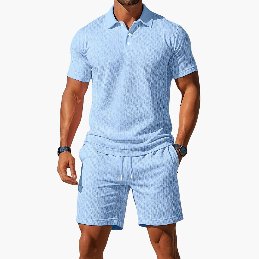 Garrison | Men's Short Sleeve Polo Button Front Two Piece Set