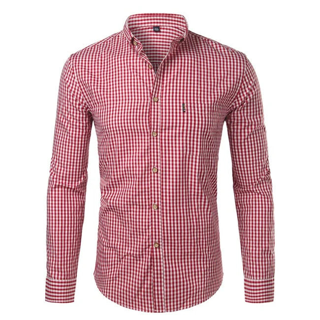 Garson | Men's Checkered Pattern Long Sleeve Dress Shirt