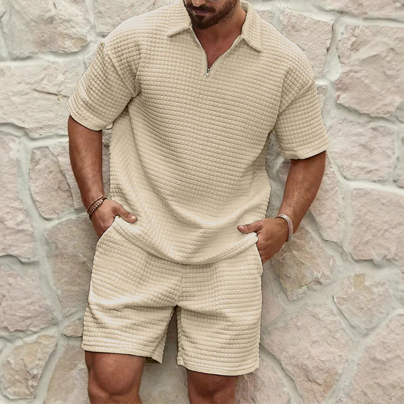 Garvin | Men's Half-Zip Polo Short Sleeve Two Piece Matching Set