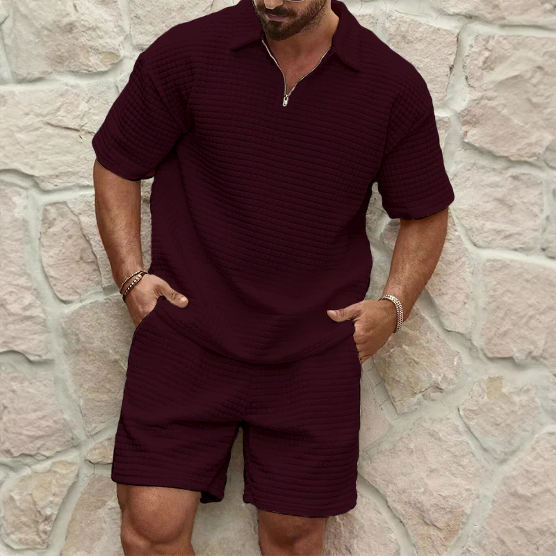 Garvin | Men's Half-Zip Polo Short Sleeve Two Piece Matching Set