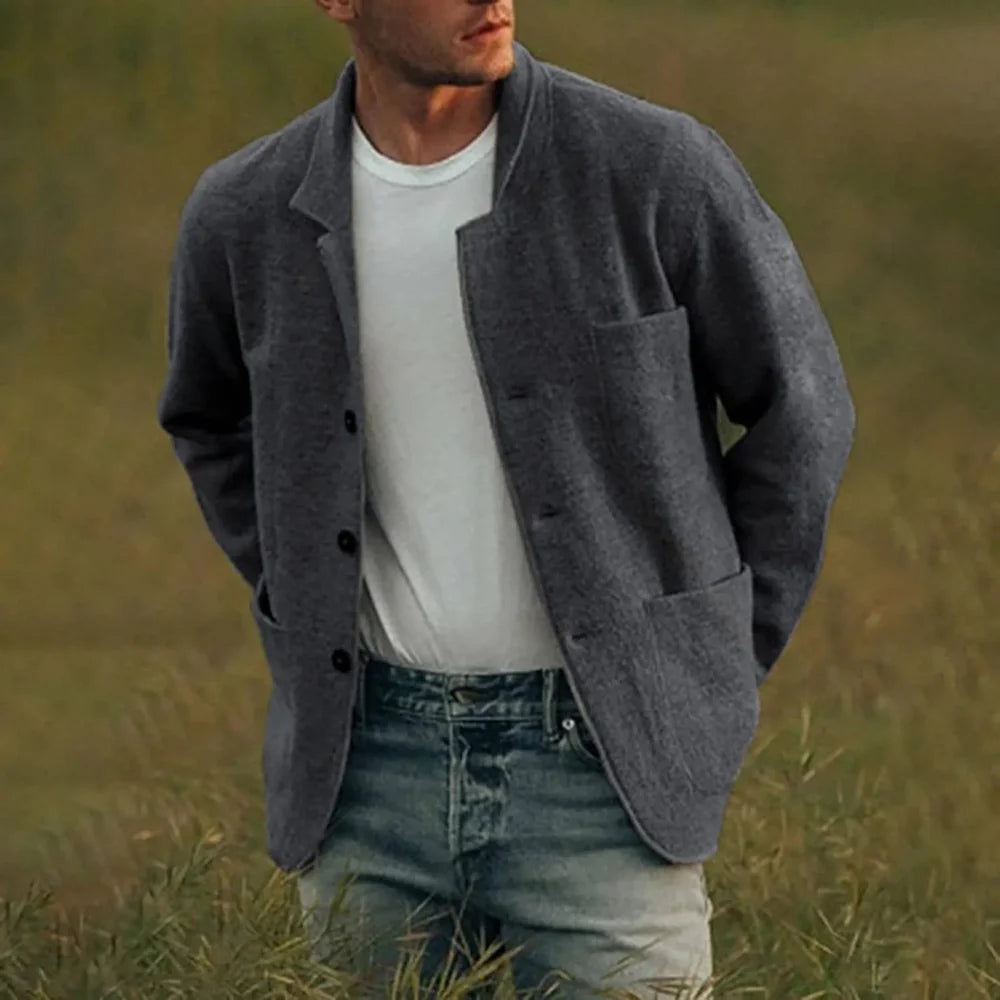 Gaspar | Men's Long Sleeve Button Front Pocketed Blazer