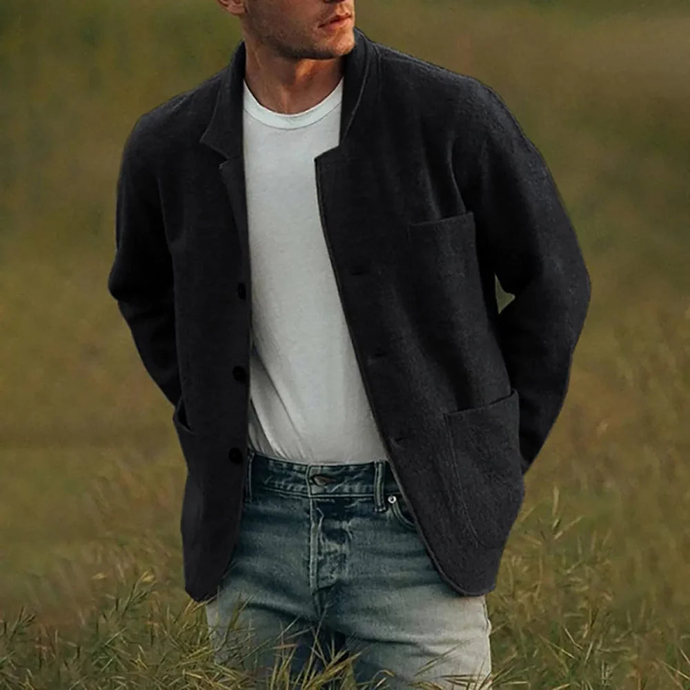 Gaspar | Men's Long Sleeve Button Front Pocketed Blazer