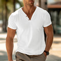Gaston | Men's Short Sleeve Button Front V-Neck T Shirt