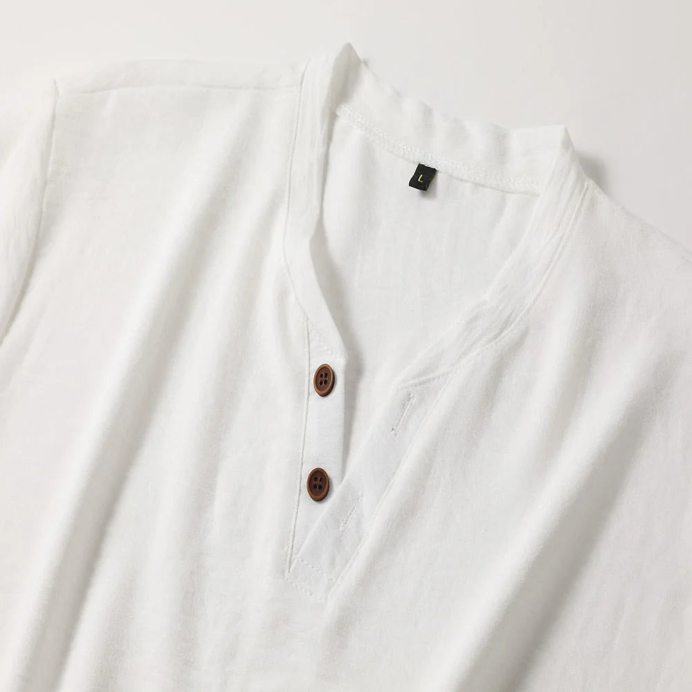Gaston | Men's Short Sleeve Button Front V-Neck T Shirt