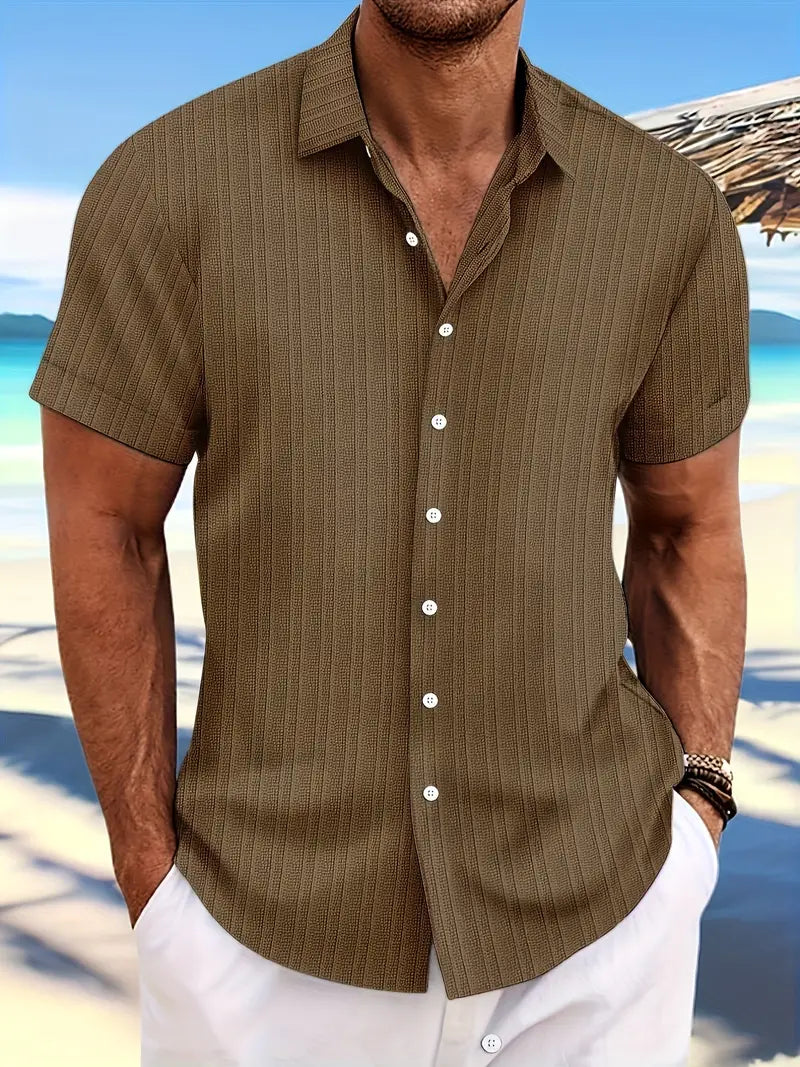 Gatsby | Men's Textured Short Sleeve Button-Down Summer Shirt