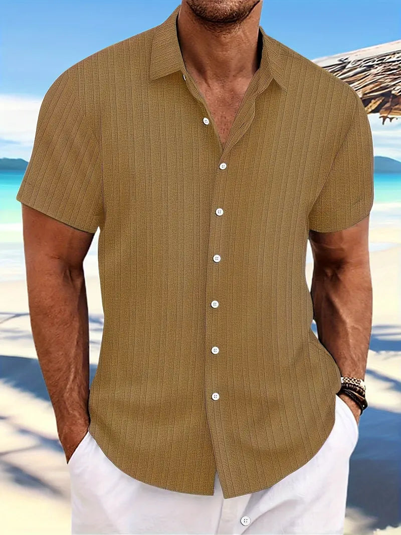 Gatsby | Men's Textured Short Sleeve Button-Down Summer Shirt