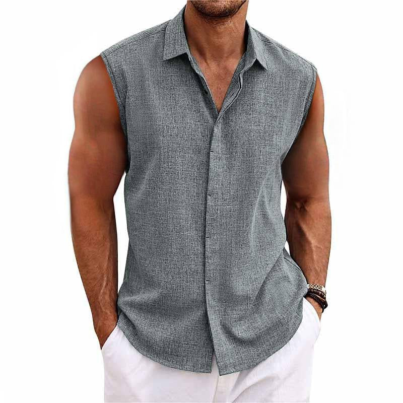 Gedeon | Men's Sleeveless Collared Button-Down Summer Shirt