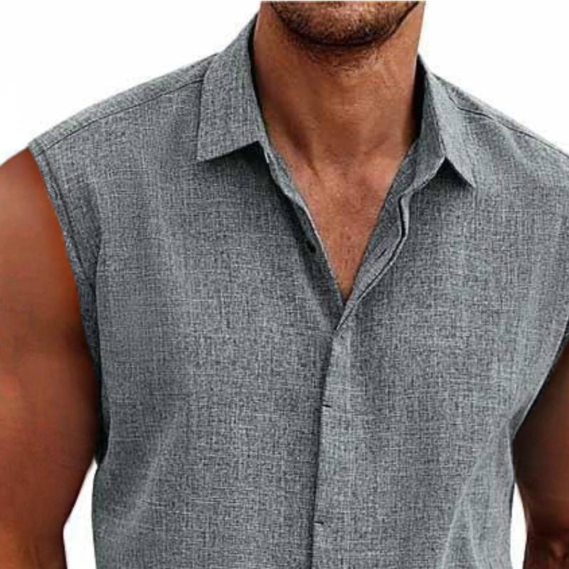Gedeon | Men's Sleeveless Collared Button-Down Summer Shirt