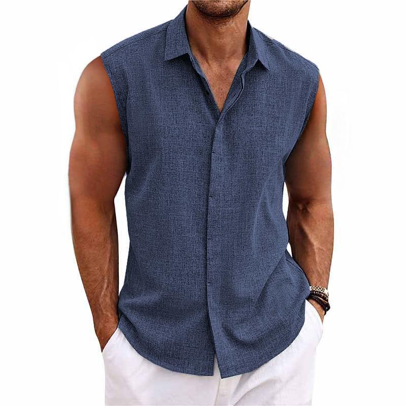 Gedeon | Men's Sleeveless Collared Button-Down Summer Shirt