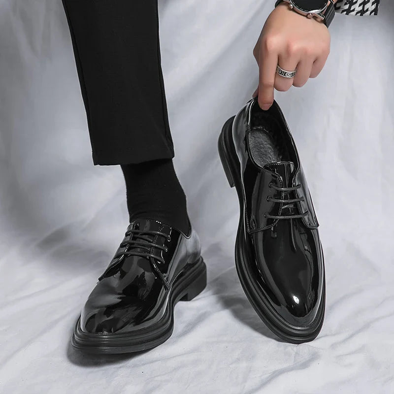 Geoffrey | Men's Gloss Lace-Up Black Dress Shoes