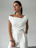 Georgie | Women's Fitted Draped Off Shoulder Blouse