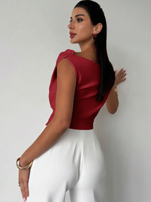 Georgie | Women's Fitted Draped Off Shoulder Blouse