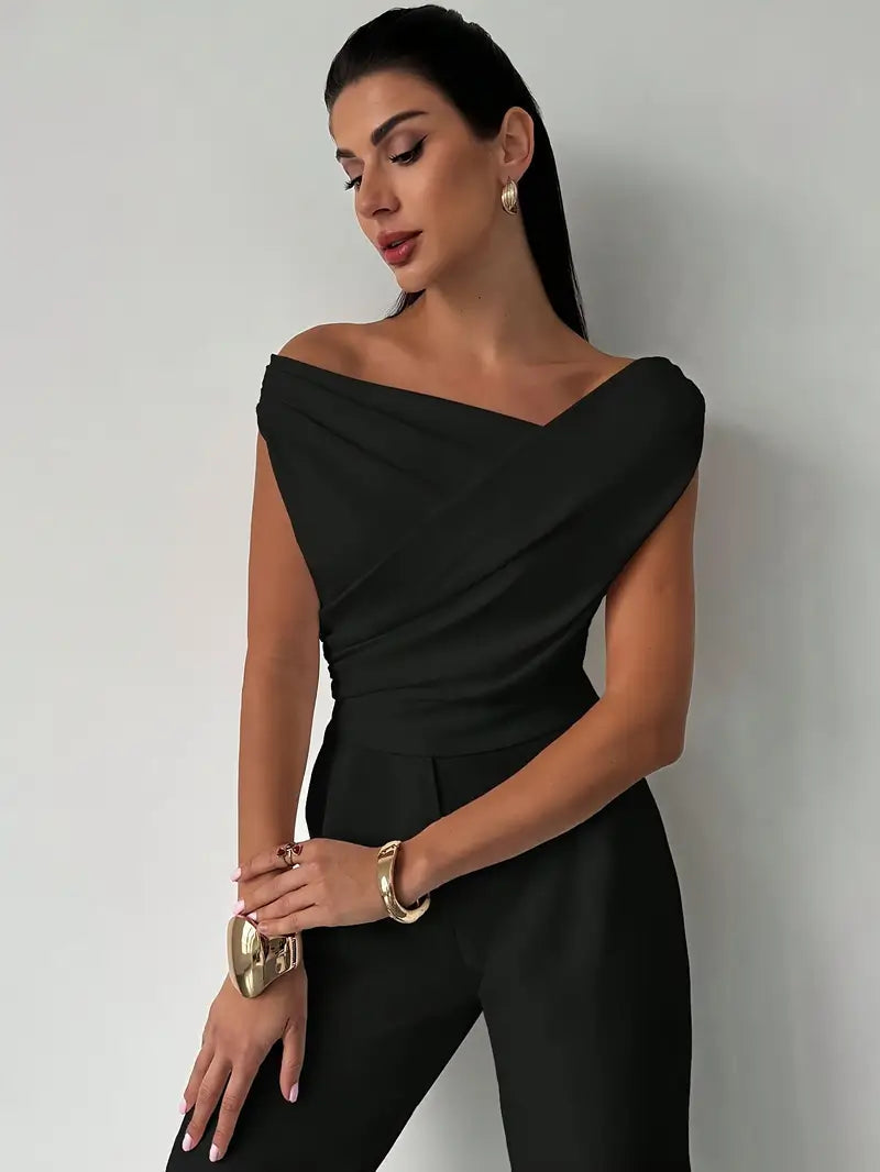 Georgie | Women's Fitted Draped Off Shoulder Blouse