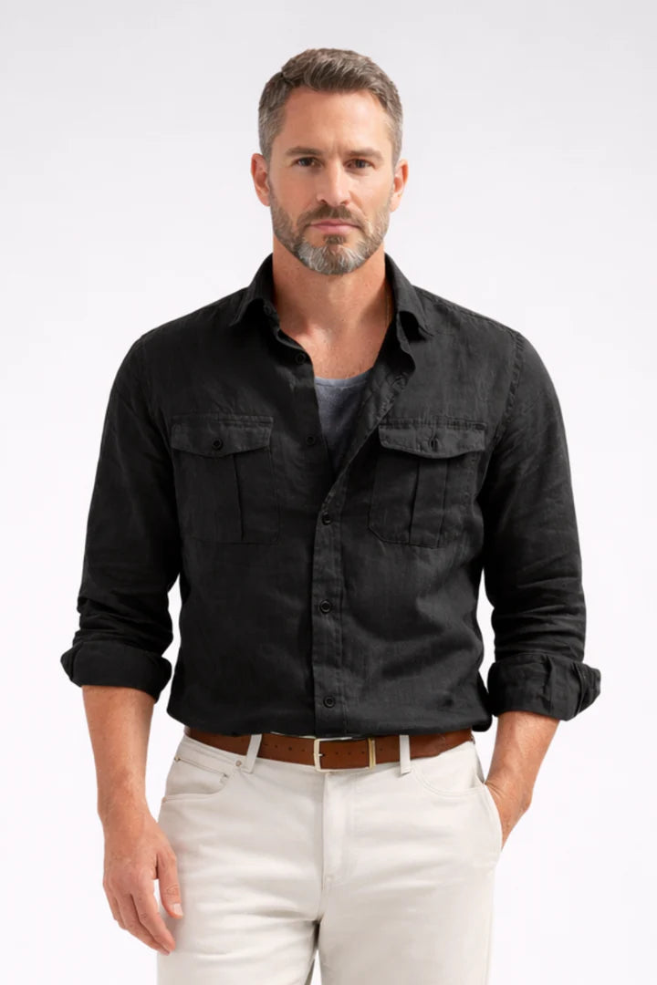 Georgio | Men’s Long Sleeve Button Front Pocketed Shirt