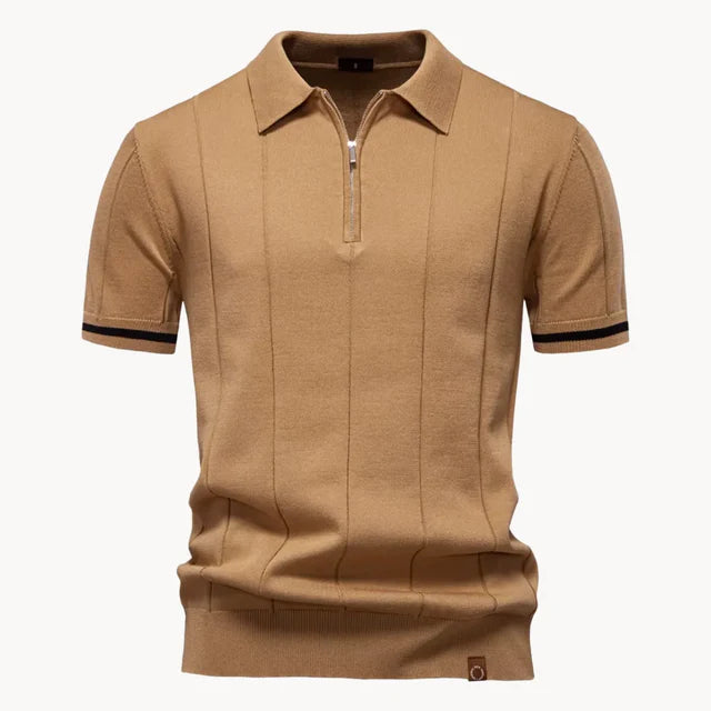Gerardo | Men's Zip Front Collared Short Sleeve Polo Shirt