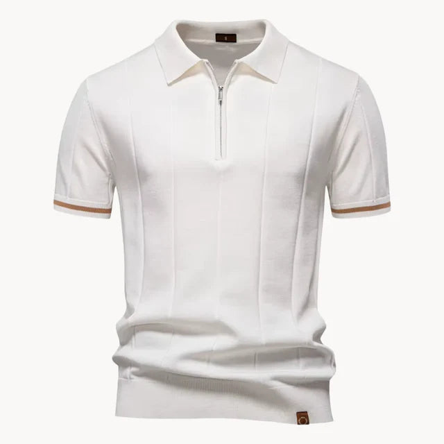 Gerardo | Men's Zip Front Collared Short Sleeve Polo Shirt