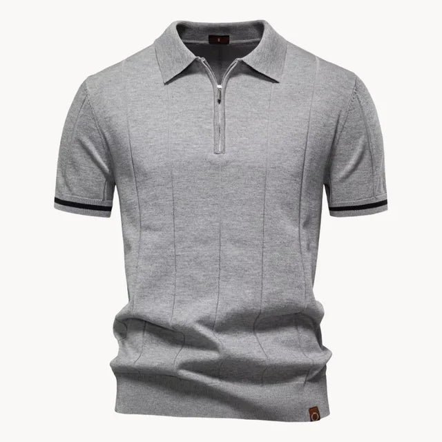 Gerardo | Men's Zip Front Collared Short Sleeve Polo Shirt