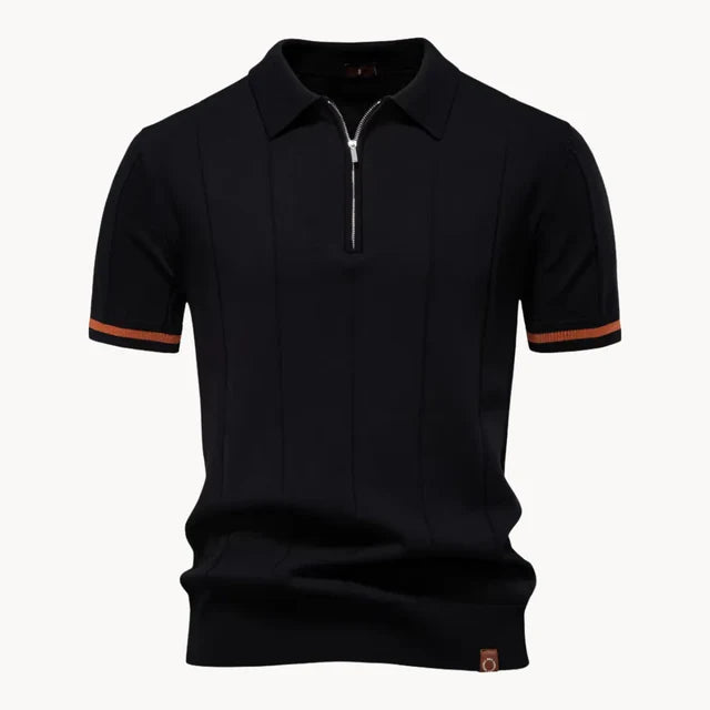 Gerardo | Men's Zip Front Collared Short Sleeve Polo Shirt