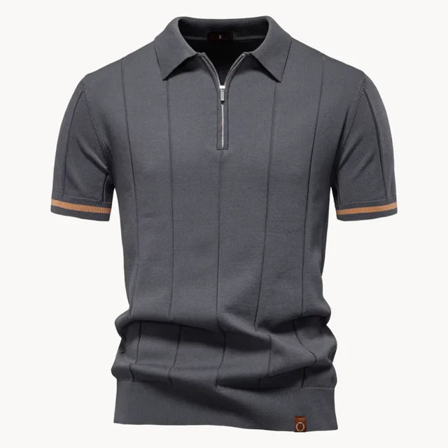 Gerardo | Men's Zip Front Collared Short Sleeve Polo Shirt