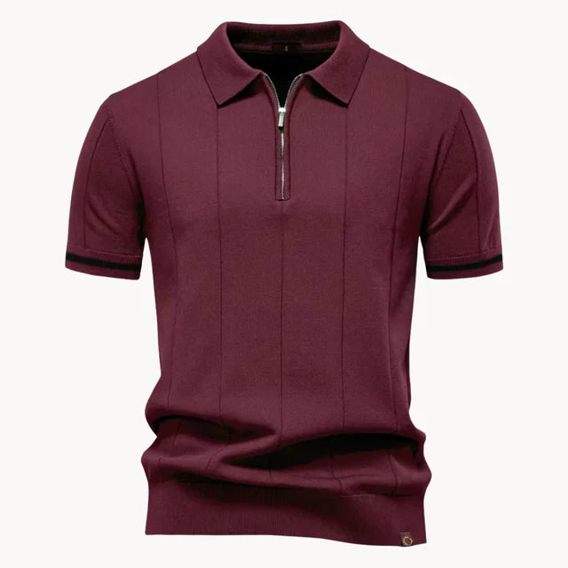 Gerardo | Men's Zip Front Collared Short Sleeve Polo Shirt
