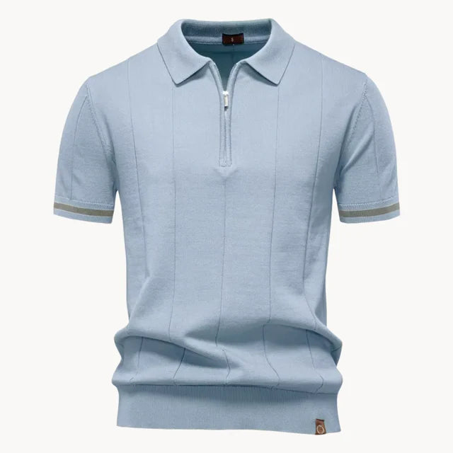 Gerardo | Men's Zip Front Collared Short Sleeve Polo Shirt