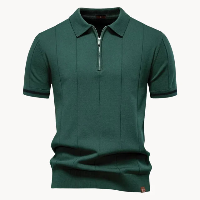 Gerardo | Men's Zip Front Collared Short Sleeve Polo Shirt