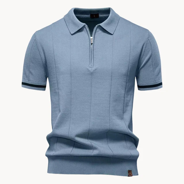 Gerardo | Men's Zip Front Collared Short Sleeve Polo Shirt