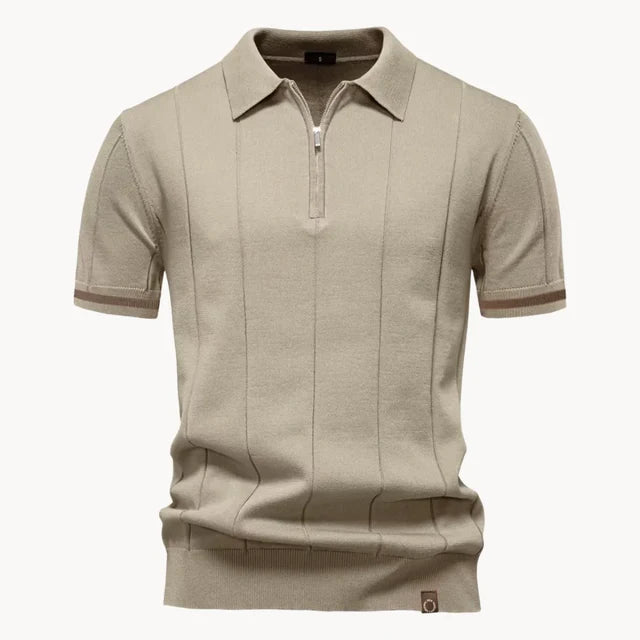 Gerardo | Men's Zip Front Collared Short Sleeve Polo Shirt