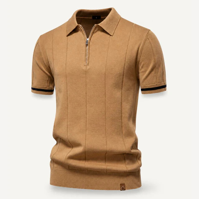 Gerardo | Men's Zip Front Collared Short Sleeve Polo Shirt