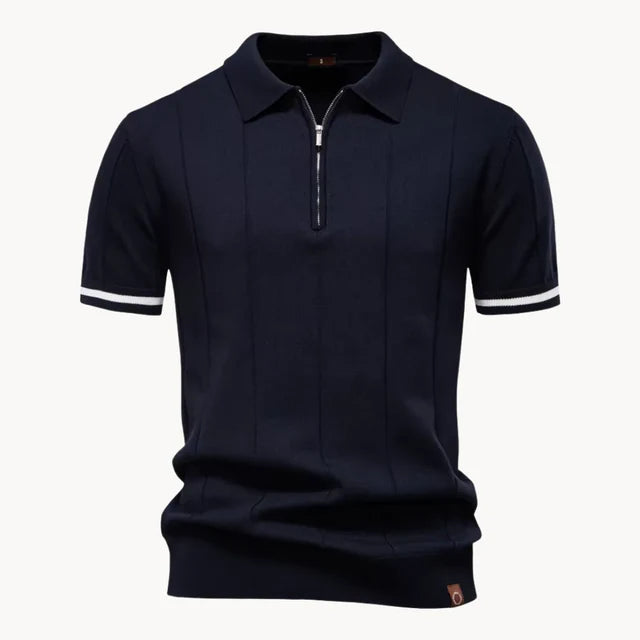 Gerardo | Men's Zip Front Collared Short Sleeve Polo Shirt