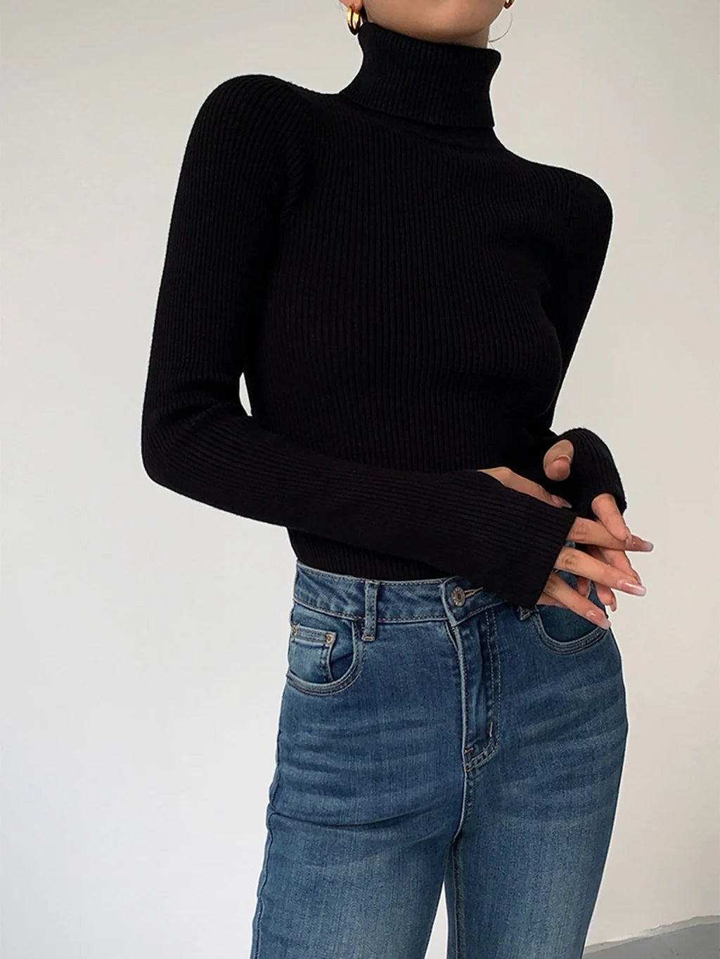 Gerda | Women’s Long Sleeve Turtle Neck Slim Fit Top