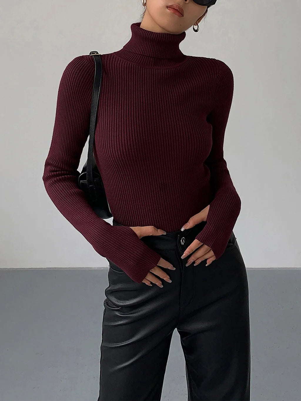 Gerda | Women’s Long Sleeve Turtle Neck Slim Fit Top