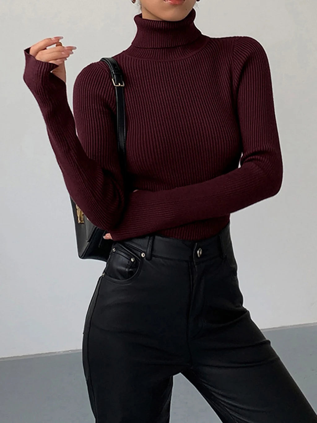 Gerda | Women’s Long Sleeve Turtle Neck Slim Fit Top