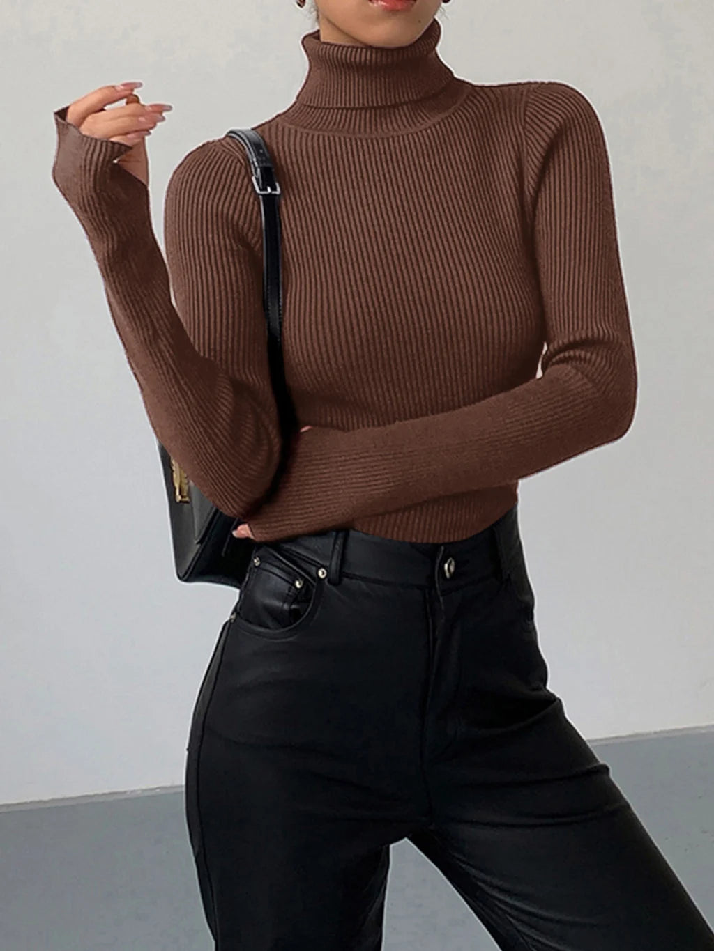 Gerda | Women’s Long Sleeve Turtle Neck Slim Fit Top